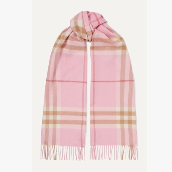 NWT Authentic Burberry FringedCheck Cashmere Scarf - Picture 5 of 8